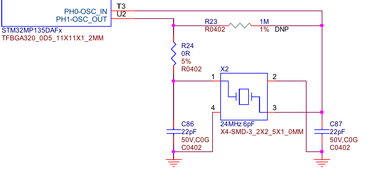 Circuit diagram for HSE 24Mhz