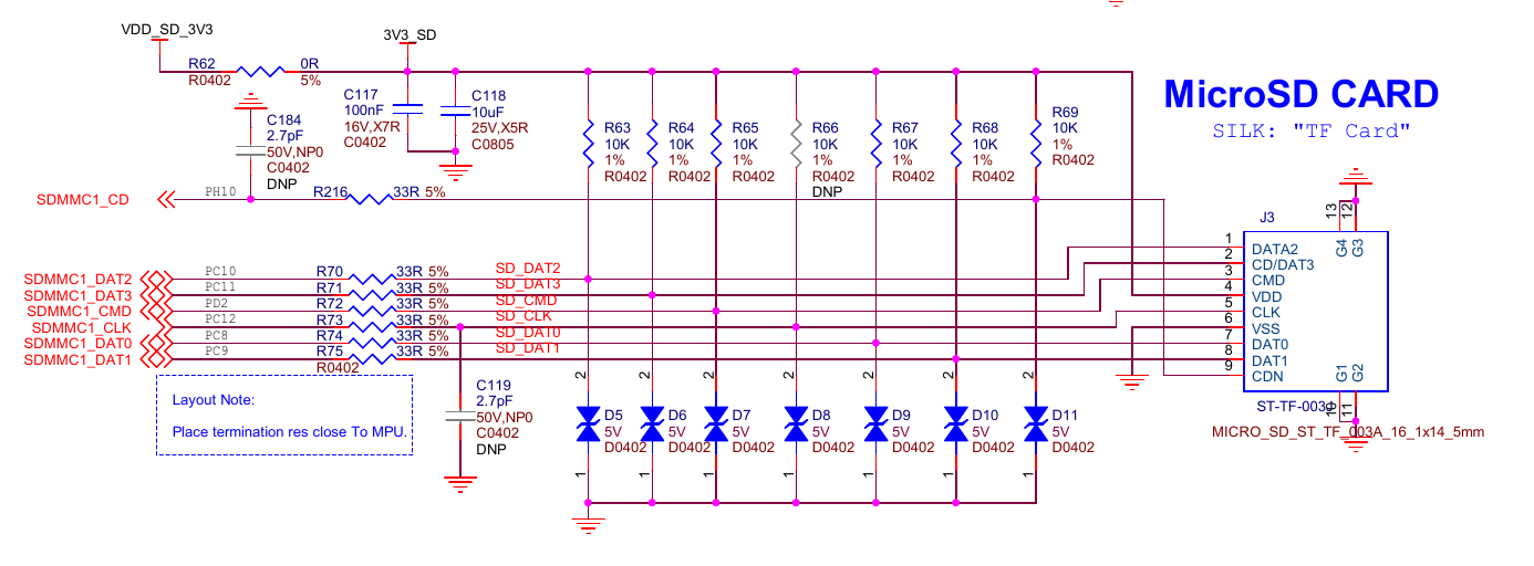 Circuit diagram for Micro SD card
