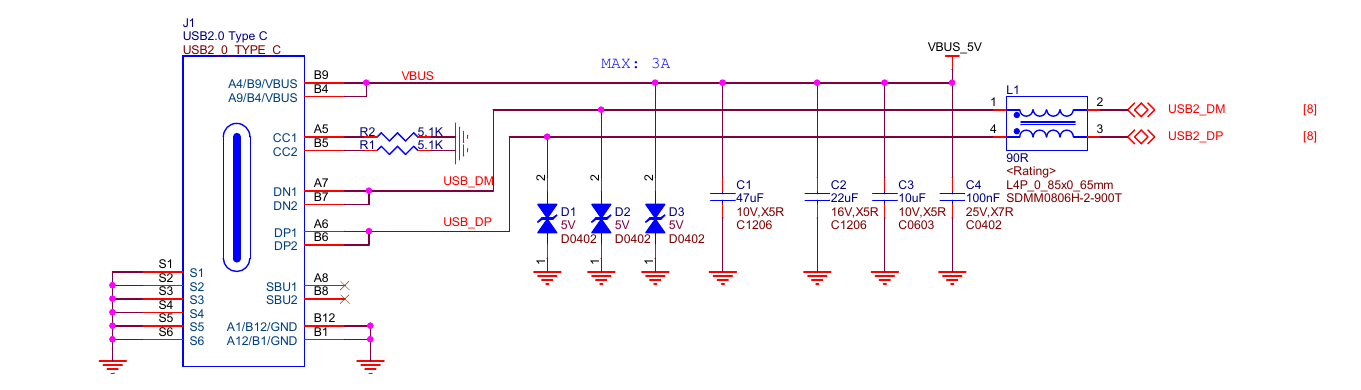 Circuit diagram for USB C