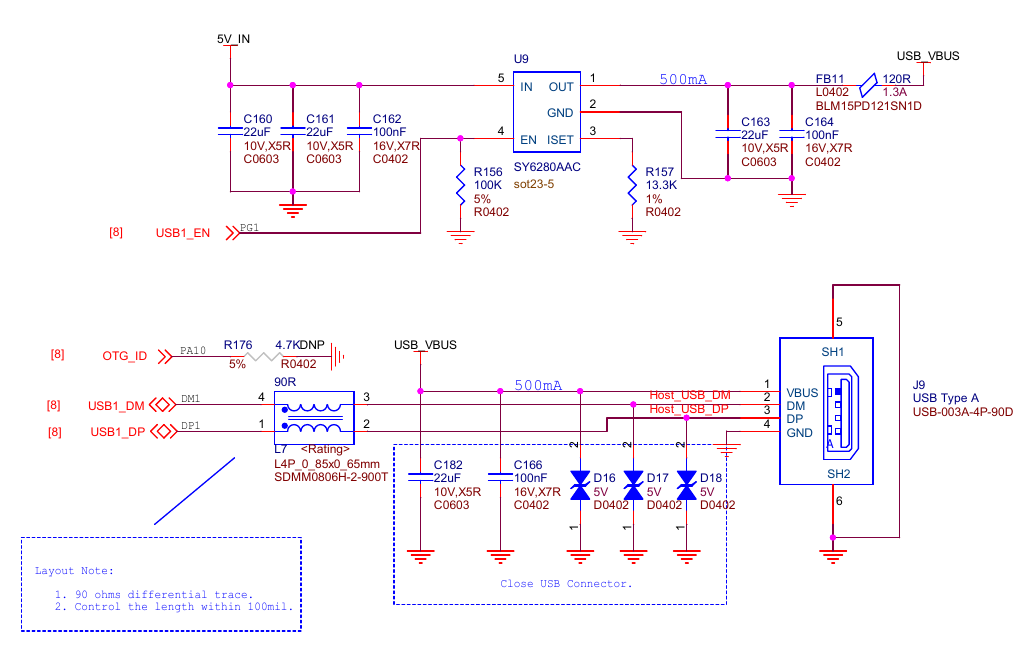 Circuit diagram for USB A